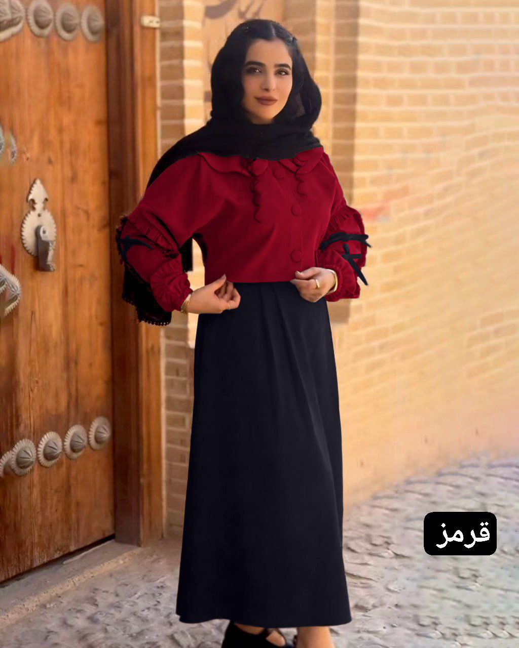 شومیز و دامن مخمل کبریتی زرین