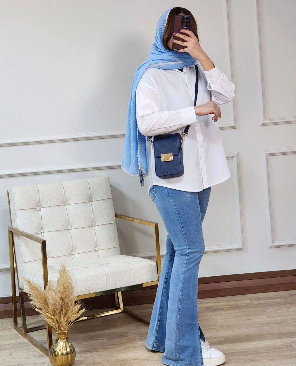 شومیز سفید داکرون مدل ستاره