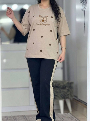 ست تیشرت و شلوار نازی پنبه ای