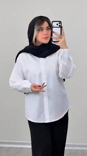 شومیز سفید ساده تترون