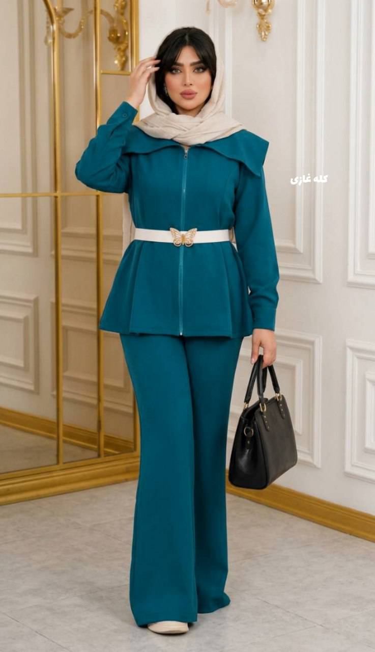 ست مانتو و شلوار مازراتی زیپ دار