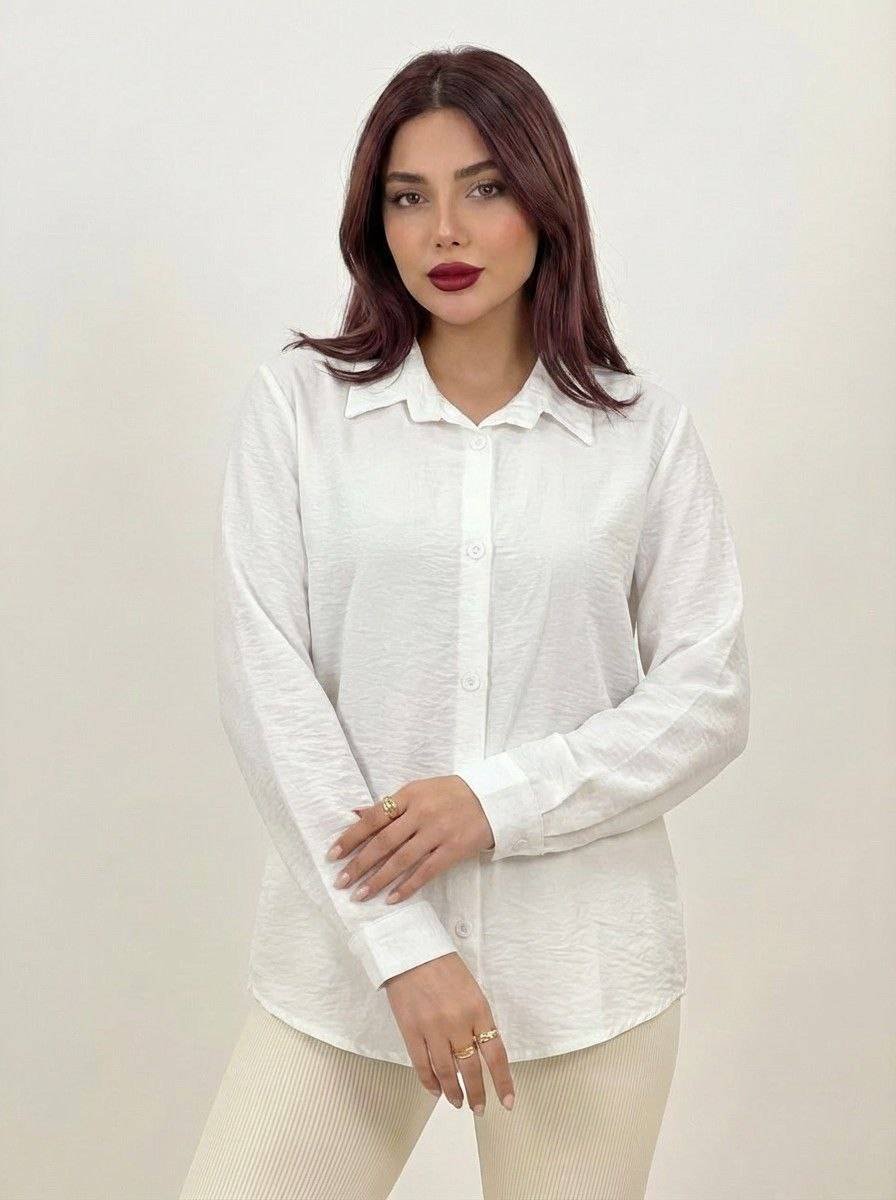 شومیز سفید داکرون ترگل