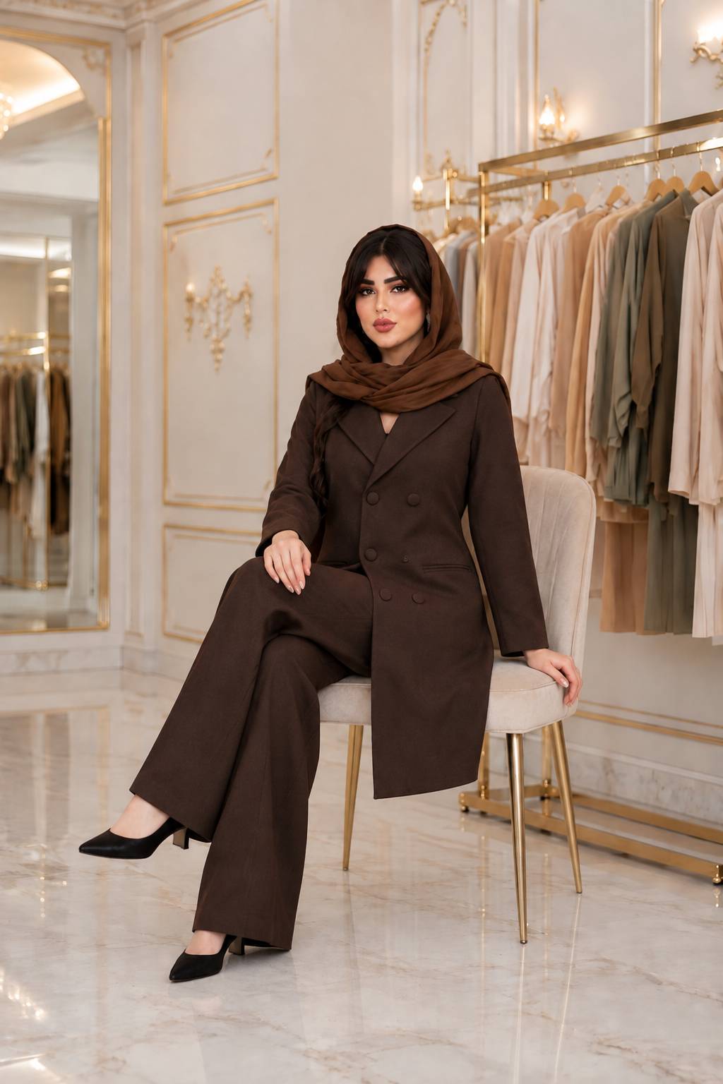 ست مانتو و شلوار اداری مازراتی آسمان